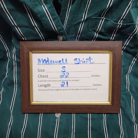 Madewell Stripe Shirt Button Down Green Soft Long Sleeve Top Womens Small Pocket - Picture 7 of 10